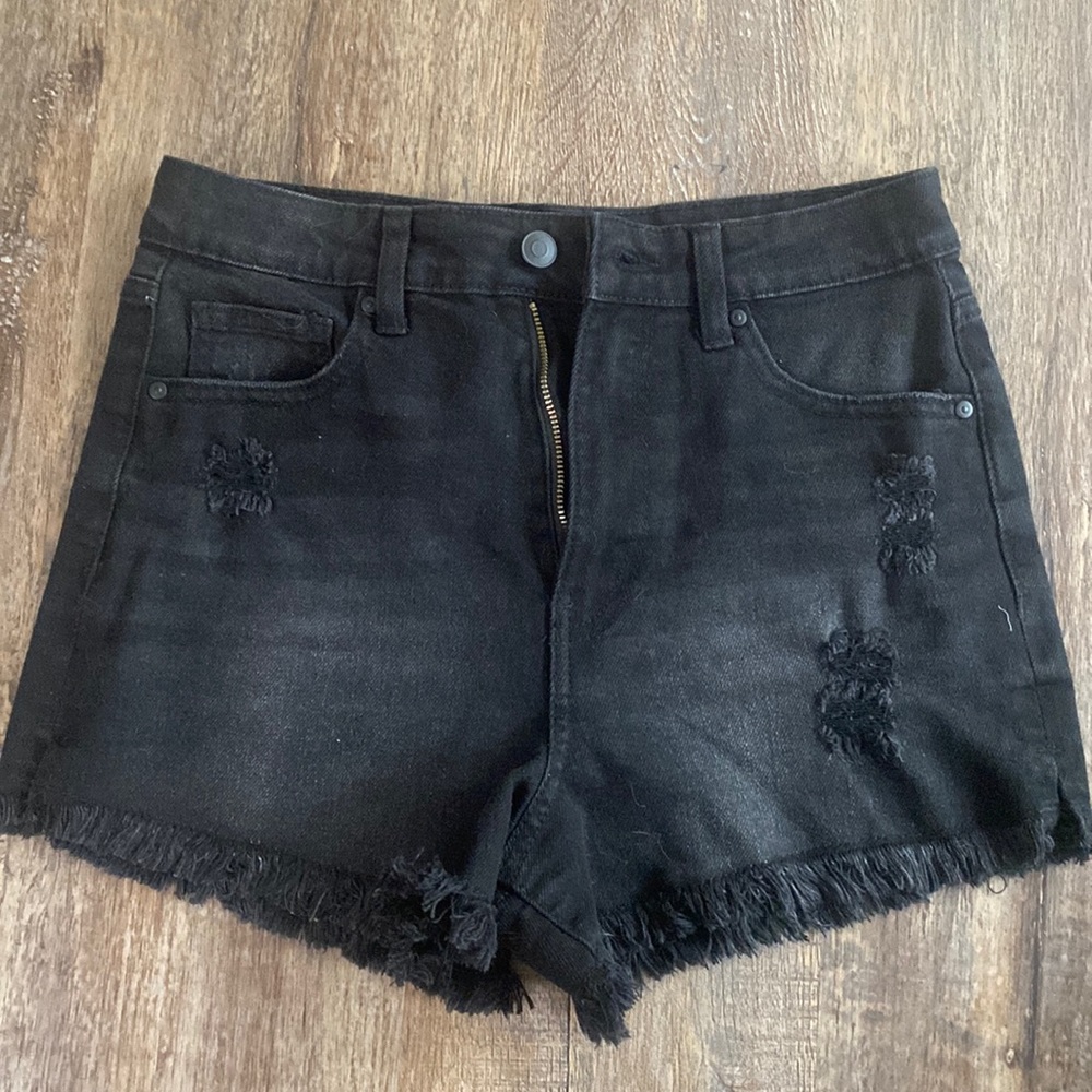 COPY - Ripped Black Jean Shorts